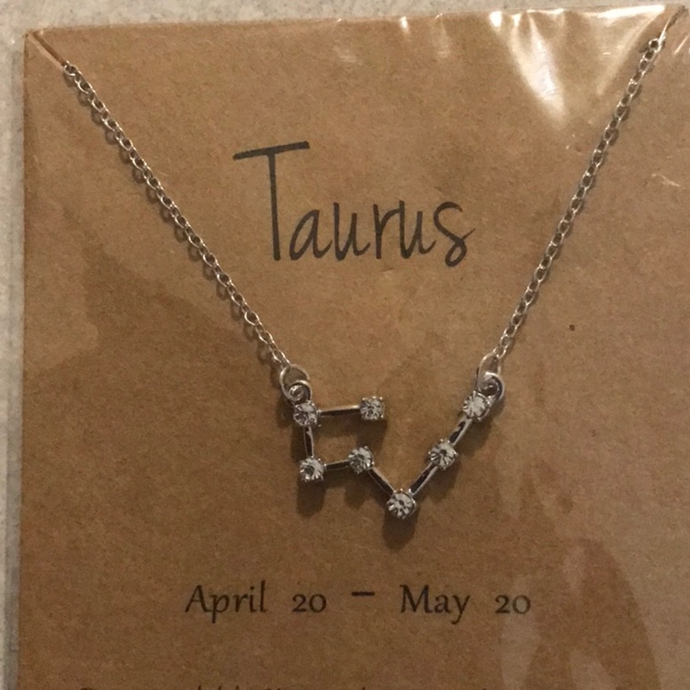 Taurus Zodiac Constellation Necklace, Silver tone - Picture 2 of 3